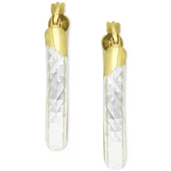 Outlet ⭐ Giani Bernini Small Two-Tone Textured Hoop Earrings In Sterling Silver & 18k Gold-Plate, 3/4, Created For Macy's ✔️ -Giani Bernini Shop unnamed file 1016