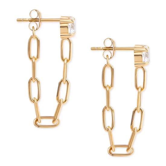 Brand new ⭐ Giani Bernini Cubic Zirconia Paperclip Link Front To Back Earrings In 18k Gold-Plated Sterling Silver, Created For Macy's 😉 5 Brand new ⭐ Giani Bernini Cubic Zirconia Paperclip Link Front To Back Earrings In 18k Gold-Plated Sterling Silver, Created For Macy's 😉 - Image 5