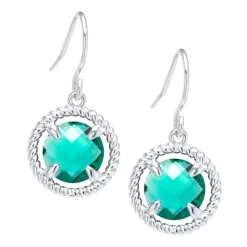New ❤️ Giani Bernini Round Crystal Wire Drop Earrings In Sterling Silver. Available In Clear, Blue, Green Or Purple 🎁 -Giani Bernini Shop unnamed file 1036