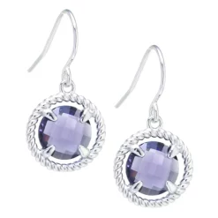 New ❤️ Giani Bernini Round Crystal Wire Drop Earrings In Sterling Silver. Available In Clear, Blue, Green Or Purple 🎁 -Giani Bernini Shop unnamed file 1037