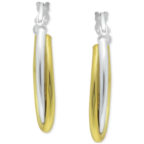Deals 🤩 Giani Bernini Small Two-Tone Overlap Hoop Earrings In Sterling Silver & 18k Gold-Plate, 0.78, Created For Macy's ❤️ 4 Deals 🤩 Giani Bernini Small Two-Tone Overlap Hoop Earrings In Sterling Silver & 18k Gold-Plate, 0.78, Created For Macy's ❤️ - Image 4