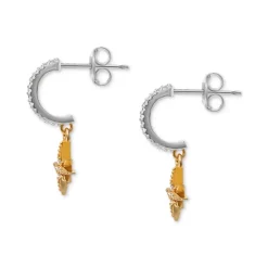 Outlet 👍 Giani Bernini Cubic Zirconia Star Dangle C Hoop Earrings In Sterling Silver & Gold-Plate, Created For Macy's Two Tone 🌟 -Giani Bernini Shop unnamed file 1103