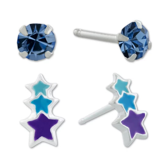 Flash Sale ๐ Giani Bernini 2-Pc. Set Crystal Solitaire & Enamel Star Stud Earrings In Sterling Silver, Created For Macy's Multi ๐ 2 Flash Sale ๐ Giani Bernini 2-Pc. Set Crystal Solitaire & Enamel Star Stud Earrings In Sterling Silver, Created For Macy's Multi ๐ - Image 2