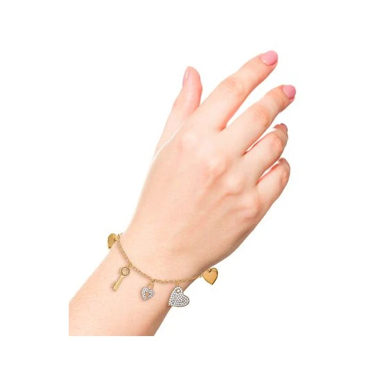 Wholesale ❤️ Giani Bernini Cubic Zirconia Heart & Key Charm Bracelet In Gold-Plated Sterling Silver, Created For Macy's Gold Over Silver 🌟 2 Wholesale ❤️ Giani Bernini Cubic Zirconia Heart & Key Charm Bracelet In Gold-Plated Sterling Silver, Created For Macy's Gold Over Silver 🌟 - Image 2