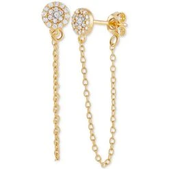 Outlet ⌛ Giani Bernini Cubic Zirconia Cluster Chain Drop Earrings In 14k Gold-Plated Sterling Silver, Created For Macy's (Also In Sterling Silver) 🧨
