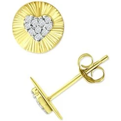 Deals 👍 Giani Bernini Cubic Zirconia Heart Disc Stud Earrings, Created For Macy's Gold Over Silver 🛒