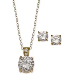 Discount βοΈ Giani Bernini 2-Pc. Set Cubic Zirconia Round Pendant Necklace And Stud Earring Set In 18k Gold-Plated Sterling Silver, 18k Rose Gold-Plated And Sterling Silver Created For Macy's π