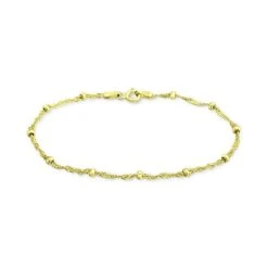 Wholesale 👏 Giani Bernini Beaded Singapore Link Chain Bracelet In 18k Gold-Plated Sterling Silver, Created For Macy's Gold Over Silver ⭐