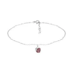 Promo 🔥 Giani Bernini Lab-Created Ruby Apple Cluster Ankle Bracelet In Sterling Silver, Created For Macy's 😀