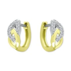 Outlet ⭐ Giani Bernini Cubic Zirconia Link Small Huggie Hoop Earrings, 0.55, Created For Macy's Twotone 🎁