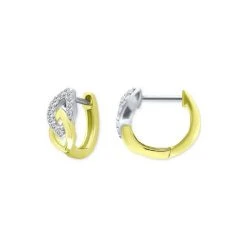 Outlet ⭐ Giani Bernini Cubic Zirconia Link Small Huggie Hoop Earrings, 0.55, Created For Macy's Twotone 🎁 -Giani Bernini Shop unnamed file 1302