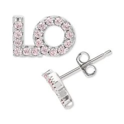 Brand new ⭐ Giani Bernini Pink Cubic Zirconia LOVE Stud Earrings In Sterling Silver, Created For Macy's 🤩 -Giani Bernini Shop unnamed file 1311
