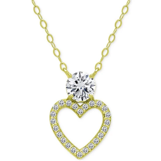 Discount 🌟 Giani Bernini Cubic Zirconia Heart Pendant Necklace, 16 + 2 Extender, Created For Macy's Sterling Silver ❤️ 1 Discount 🌟 Giani Bernini Cubic Zirconia Heart Pendant Necklace, 16 + 2 Extender, Created For Macy's Sterling Silver ❤️