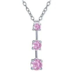 Best deal 🔔 Giani Bernini Pink Cubic Zirconia Journey 18 Pendant Necklace In Sterling Silver, Created For Macy's ⭐