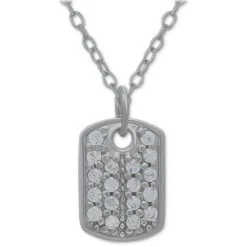 Wholesale 🎁 Giani Bernini Cubic Zirconia Dog Tag 18 Pendant Necklace In Sterling Silver, Created For Macy's ⌛