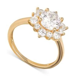 Best Pirce ❤️ Giani Bernini Cubic Zirconia Cluster Flower Ring In Gold-Plated Sterling Silver, Created For Macy's Gold Over Sterling Silver 🥰