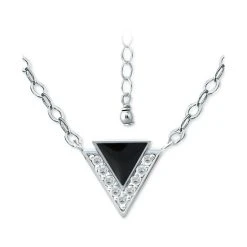 Hot Sale ❤️ Giani Bernini Cubic Zirconia & Enamel Triangle Pendant Necklace In Sterling Silver, 16 + 2 Extender, Created For Macy's ✔️