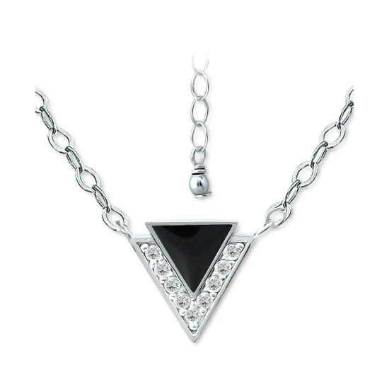 Hot Sale ❤️ Giani Bernini Cubic Zirconia & Enamel Triangle Pendant Necklace In Sterling Silver, 16 + 2 Extender, Created For Macy's ✔️ 1 Hot Sale ❤️ Giani Bernini Cubic Zirconia & Enamel Triangle Pendant Necklace In Sterling Silver, 16 + 2 Extender, Created For Macy's ✔️