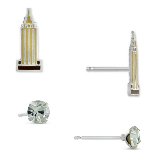 Deals ⌛ Giani Bernini 2-Pc. Set Empire State Building & Crystal Solitaire Stud Earrings In Sterling Silver, Created For Macy's ❤️ 1 Deals ⌛ Giani Bernini 2-Pc. Set Empire State Building & Crystal Solitaire Stud Earrings In Sterling Silver, Created For Macy's ❤️