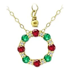 Cheap ✔️ Giani Bernini Multi-Stone Circle Wreath Pendant Necklace In 18k Gold-Plated Sterling Silver, 16 + 2 Extender, Created For Macy's Gold Over Silver 👏