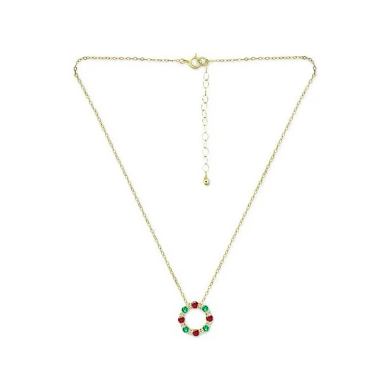 Cheap ✔️ Giani Bernini Multi-Stone Circle Wreath Pendant Necklace In 18k Gold-Plated Sterling Silver, 16 + 2 Extender, Created For Macy's Gold Over Silver 👏 3 Cheap ✔️ Giani Bernini Multi-Stone Circle Wreath Pendant Necklace In 18k Gold-Plated Sterling Silver, 16 + 2 Extender, Created For Macy's Gold Over Silver 👏 - Image 3