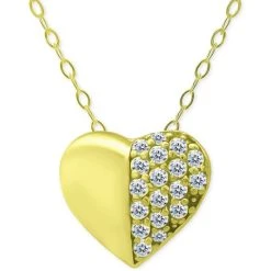 Buy π Giani Bernini Cubic Zirconia PavΓ© Heart Pendant Necklace In 18k Gold-Plated Sterling Silver, 16 + 2 Extender, Created For Macy's Gold Over Silver π