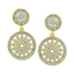 Best Sale 🌟 Giani Bernini Cubic Zirconia Medallion Drop Earrings, Created For Macy's Gold Over Silver 🎉