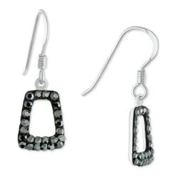 Outlet 🎉 Giani Bernini Gray Crystal Geometric Drop Earrings In Sterling Silver, Created For Macy's ✨