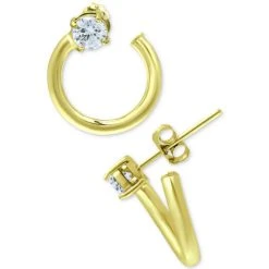 Promo π Giani Bernini Cubic Zirconia Front & Back Hoop Earrings, Created For Macy's Yellow Gold Over Silver βοΈ