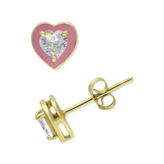 Cheap ⭐ Giani Bernini Cubic Zirconia Pink Enamel Heart Stud Earrings, Created For Macy's Gold Over Silver ✔️ 3 Cheap ⭐ Giani Bernini Cubic Zirconia Pink Enamel Heart Stud Earrings, Created For Macy's Gold Over Silver ✔️ - Image 3