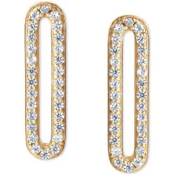 Cheapest ⌛ Giani Bernini Cubic Zirconia Paperclip Link Stud Earrings, Created For Macy's Gold Over Sterling Silver 🛒