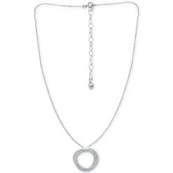 Discount ⭐ Giani Bernini Cubic Zirconia Twisted Circle 16 Pendant Necklace, Created For Macy's Silver 🤩