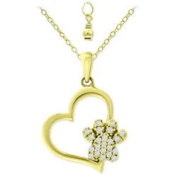 Brand new β¨ Giani Bernini Cubic Zirconia Heart & Paw 18 Pendant Necklace, Created For Macy's White π