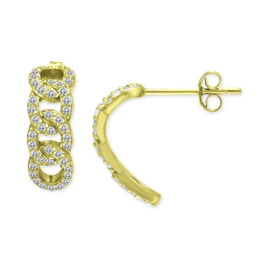 Top 10 🧨 Giani Bernini Cubic Zirconia Pavé Chain Link Half Hoop Earrings, Created For Macy's Gold Over Silver 👏 1 Top 10 🧨 Giani Bernini Cubic Zirconia Pavé Chain Link Half Hoop Earrings, Created For Macy's Gold Over Silver 👏