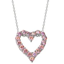 Wholesale 🤩 Giani Bernini Pink Cubic Zirconia Open Heart 18 Pendant Necklace In Sterling Silver, Created For Macy's 🛒