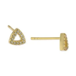 Discount β Giani Bernini Cubic Zirconia Triangle Stud Earrings In Gold-Plated Sterling Silver, Created For Macy's Yellow Gold π