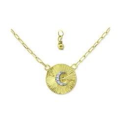 Hot Sale 🛒 Giani Bernini Cubic Zirconia Moon Disc Pendant Necklace, 16 + 2 Extender, Created For Macy's Gold Over Silver ✨