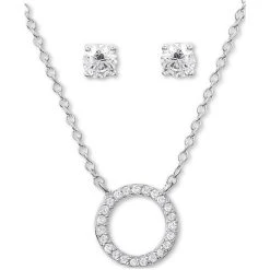 Top 10 🔥 Giani Bernini 2-Pc. Set Cubic Zirconia Circle Necklace & Stud Earrings In Sterling Silver, Created For Macy's ✨