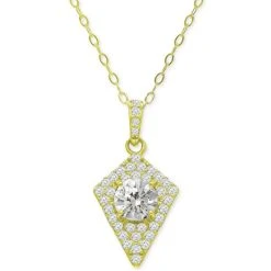 Coupon 🥰 Giani Bernini Cubic Zirconia Kite Cluster Pendant Necklace, 16 + 2 Extender, Created For Macy's Gold Over Silver ⌛