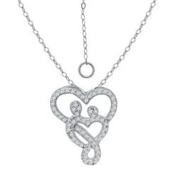 Promo π Giani Bernini Cubic Zirconia Intertwined Mom & Child Heart Pendant Necklace In Sterling Silver, 16 + 2 Extender, Created For Macy's β€οΈ