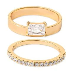 Cheap ⭐ Giani Bernini 2-Pc. Set Cubic Zirconia Ring & Pavé Band In 18k Gold-Plated Sterling Silver, Created For Macy's Gold Over Sterling Silver 😍