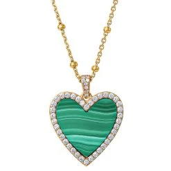 Budget π Giani Bernini Malachite & Cubic Zirconia Heart Pendant Necklace In Gold-Plated Sterling Silver, 16 + 2 Extender, Created For Macy's π