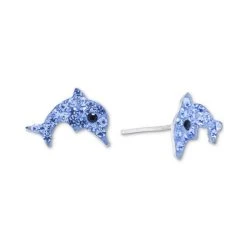 Buy 🤩 Giani Bernini Crystal Pavé Dolphin Stud Earrings In Sterling Silver, Created For Macy's Blue ✔️