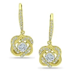 Outlet ⌛ Giani Bernini Cubic Zirconia Cluster Drop Earrings In 18k Gold-Plated Sterling Silver, Created For Macy's Gold Over Silver 🎉