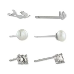 Flash Sale β¨ Giani Bernini 3-Pc. Set Cubic Zirconia, Mermaid, & Imitation Pearl Stud Earrings In Sterling Silver, Created For Macy's β