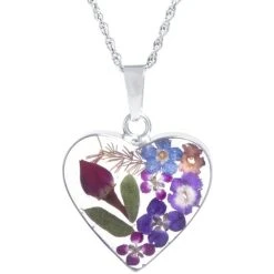 Best Pirce ❤️ Giani Bernini Medium Heart Dried Flower Pendant With 18 Chain Crafted In Sterling Silver. Available In Multi Or Blue 👏
