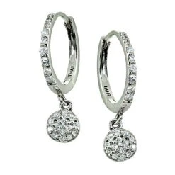 Promo π₯ Giani Bernini PavΓ© Cubic Zirconia Disc Charm Drop Huggie Hoop Earring In Sterling Silver βοΈ