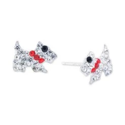 Best Sale ❤️ Giani Bernini Crystal Pavé Scottie 👏 Dog Stud Earrings In Sterling Silver, Created For Macy's Multi 🔔