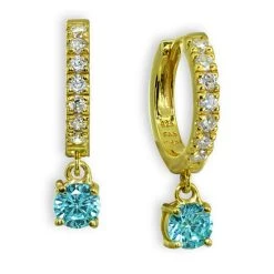 Best deal 🔥 Giani Bernini Clear & Blue Cubic Zirconia Dangle Drop Huggie Hoop Earring In 18k Gold Plated Sterling Silver Gold/aqua 🥰