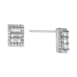 Cheapest ❤️ Giani Bernini Cubic Zirconia Baguette Halo Stud Earrings In Sterling Silver, Created For Macy's 🥰